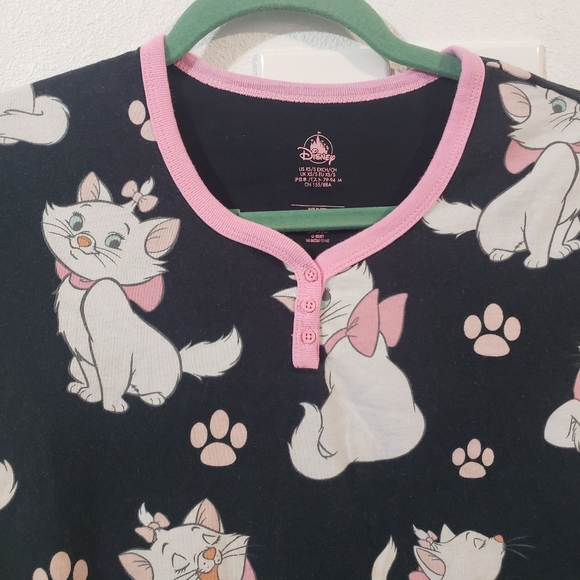 DISNEY Womens Size Extra Small Black Pink Aristocats Short Sleeve Sleep Shirt - Picture 5 of 9